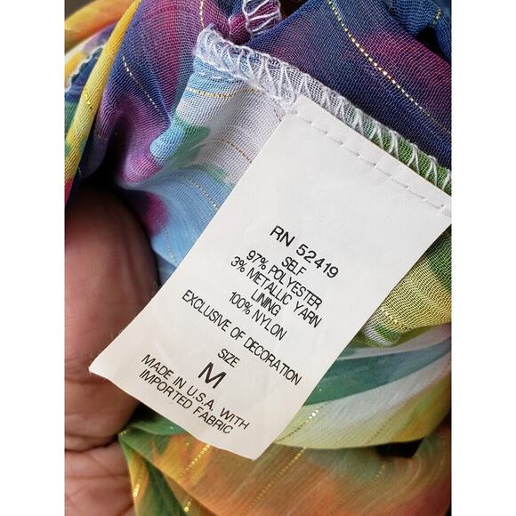 ABS Long Maxi Dress Womens Size Medium Multicolor Pleated Halter Neck Sleeveless - Picture 6 of 14